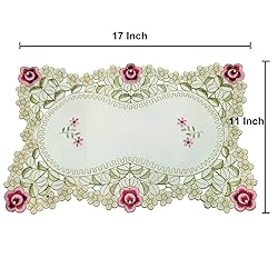 WELLYUK 17 Inch X 11 Inch Embroidered Rose Red
