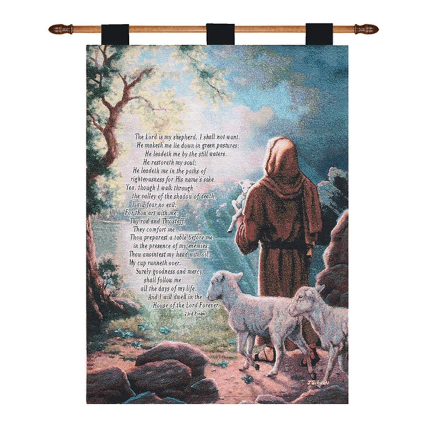 Manual Inspirational Collection 26 X 36-Inch Wall Hanging and Finial Rod, The Lord is My Shepherd