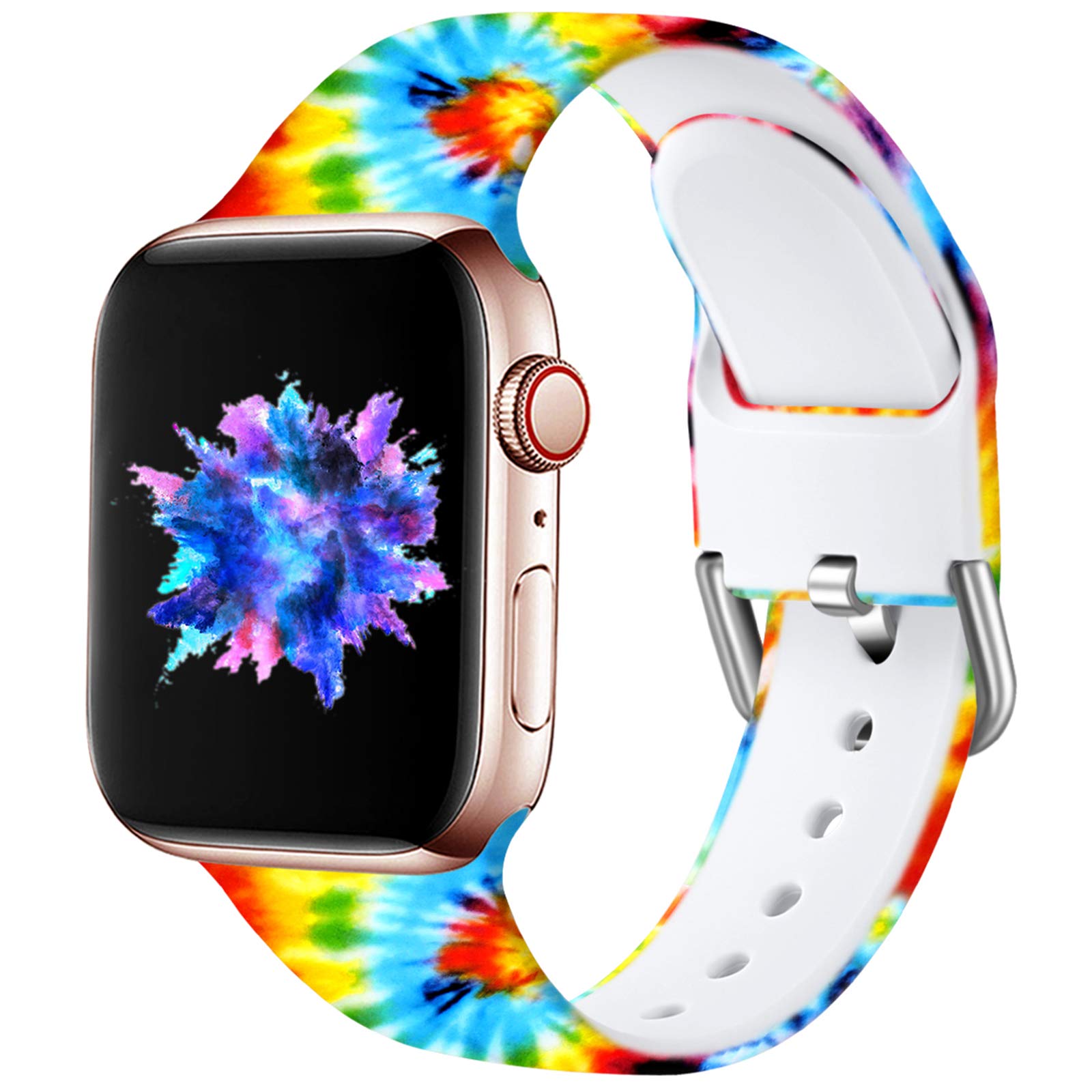 Wepro Replacement Strap Compatible with Apple Watch Strap 45mm 44mm 42mm 46mm 49mm, Pattern Printed Soft Silicone Wrist Bands for Apple Watch SE/Ultra/Ultra 2/iWatch Series 10/9/8/7/6/5/4/3, ColorDye