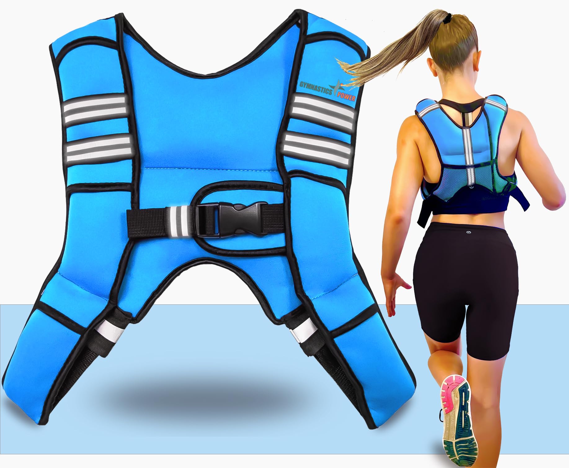 Photo 1 of GYMNASTICS POWER Weighted Vest for Men and Women 6-20 Lbs Adjustable Workout Vest for Strength Training, Running, Cardio, Fitness & Cross Training (Blue, 8 LB)