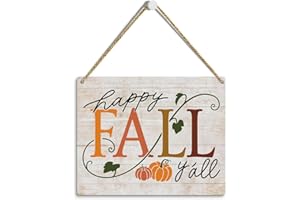 MIGUMUTU Rustic Farmhouse Fall Signs Door Wall Hanging Decor, Fall Room Home Decor, Pumpkin Decor Fall Decoration for Home, Happy Fall Y'all Sign Wall Decor for Home Office 8 X 10 Inch