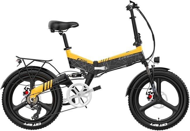 Amazon G650折りたたみ自転車 48v取り外し可能リチウム電池 軽量インチマウンテンバイク メカニカルディスクブレーキ 黒黄 48v 10 4ah オートバイ 電動バイク バギー 車 バイク