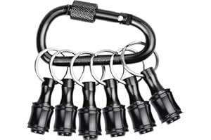 Sopclane 6PCS Keychain Bit Holder,Hex Drill Bit Holder for Impact Driver Drill Bit,Screwdriver Bit Holders for Tools and Gifts for Men,Black