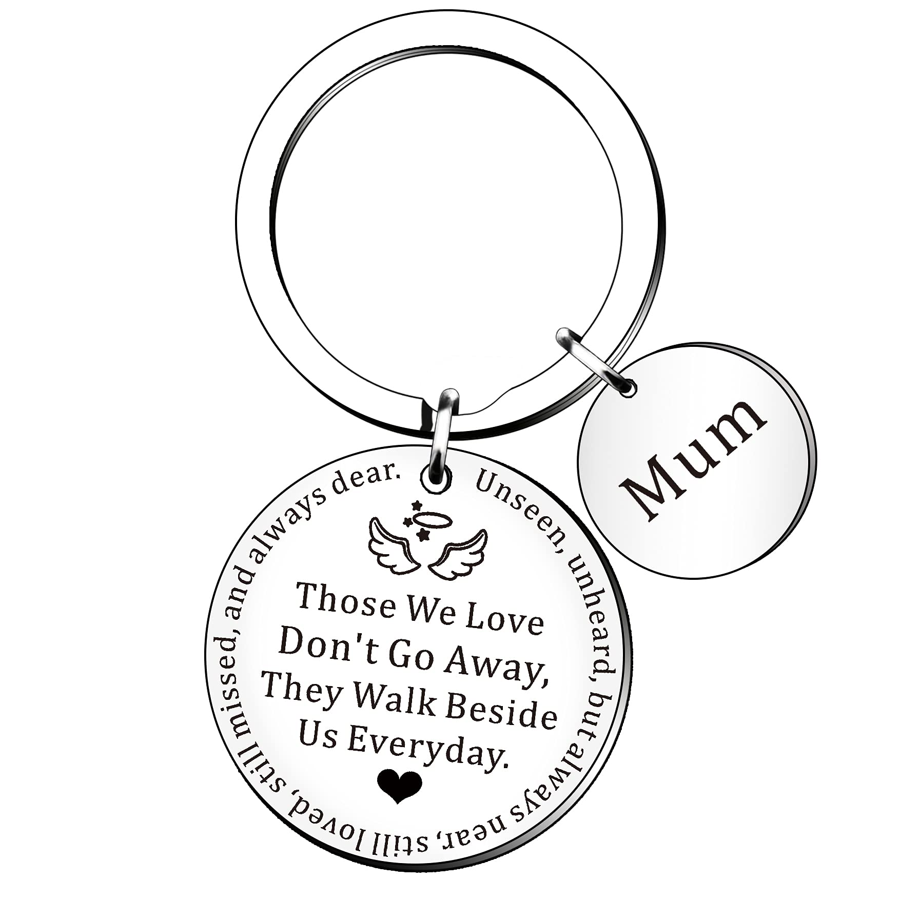 SMARGO Mum Memorial Keyring Sympathy Keychain For Loss Of Mother Mothers Day Angle Keyring Those We Love Don't Go Away They Walk Beside Us Everyday