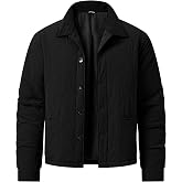 JMIERR Men's Diamond Quilted Jacket Lightweight Warm Coat | Corduroy Collar, Button‑Front Closure, Long Sleeves, Fall Winter Coat, Office Casual Daily Travel Outerwear