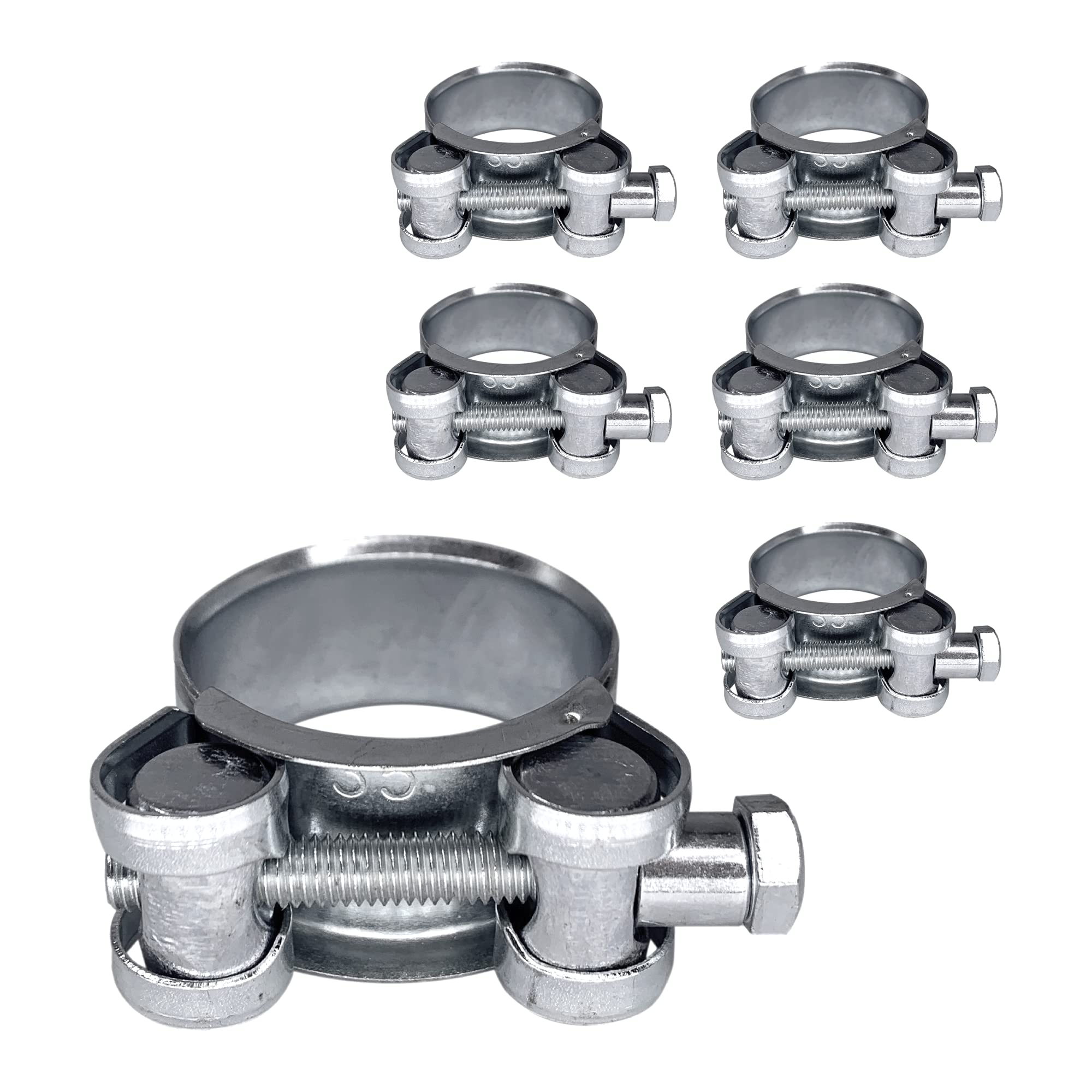 (Pack of 6 pcs) Pipe 32-35 mm Strong Reinforced Pipe Clamps, Galvanized Steel Tube Hose Clamp Fasteners (6 pcs, 32-35 mm)