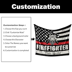 Jekeno Custom Firefighter Blanket with Name Gifts