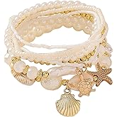 RITIM Seashell Bracelet for Women: Beach Bracelets with Starfish & Turtle Charm, Bohemian Shell Jewelry, Beach Accessories & Beach Jewelry for Women