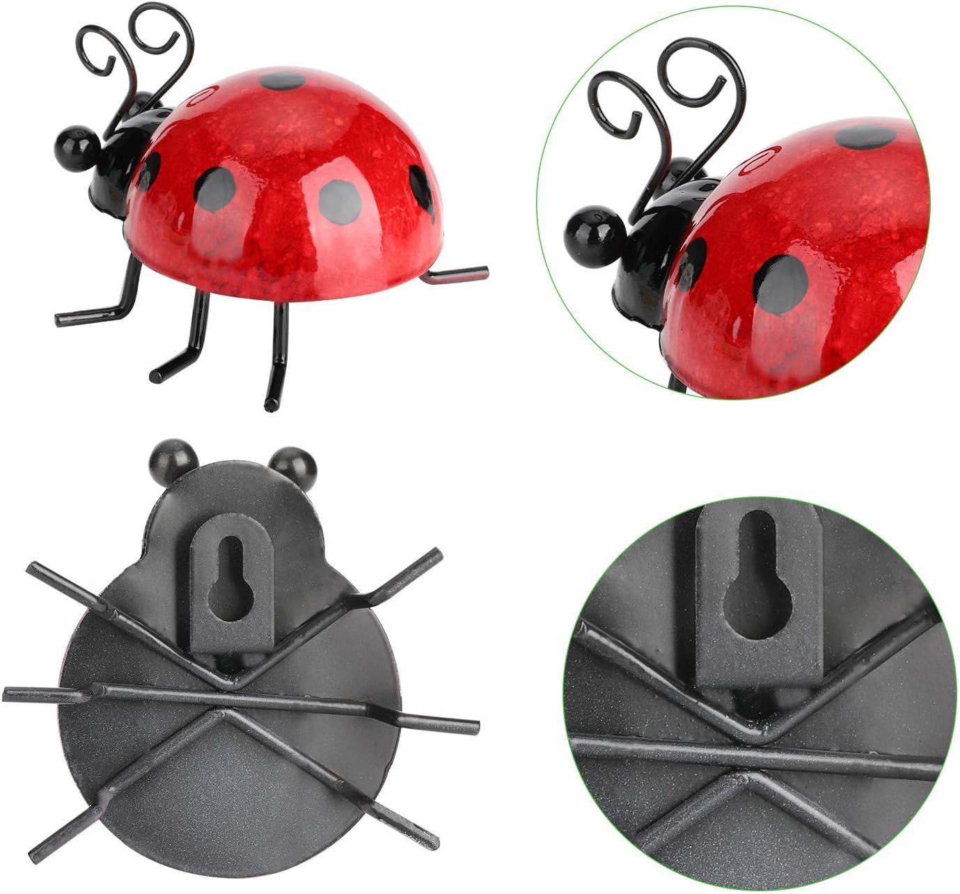 GIFTME 5 Metal Garden Wall Art Decorative Set of 4 Cute Ladybugs Outdoor Wall Sculptures: Everything Else