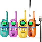 Inspireyes Walkie Talkies for Kids Rechargeable,Toys for Boys and Girls Ages 3-12, 4 Pack Long Range 2-Way Radios, Birthday Gifts,Christmas Stockings, Outdoor Play, Family Games, Hiking Camping Gear