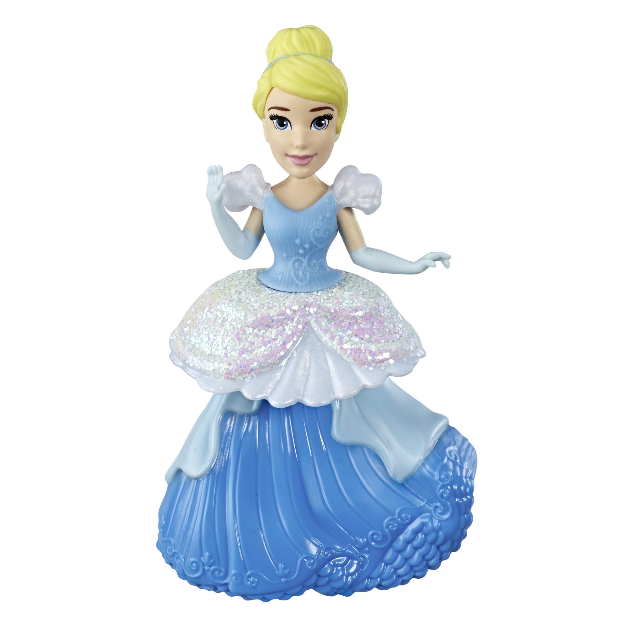 Disney Princess Cinderella Collectible Doll With Glittery Blue-And-White One-Clip Dress, Royal Clips Fashion Toy for 3-year-olds and up