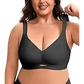 Wireless Plus Size Bas for Women No Underwire Jelly Full Coverage Womens Bra Comfortable for Back Fat
