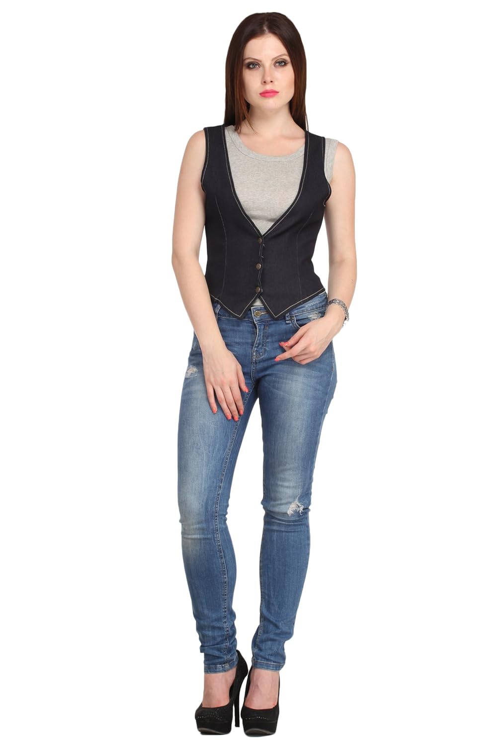 denim waistcoat womens india
