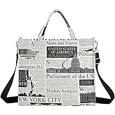 OTVEE Corduroy Handbags for Women Tote Bags with Adjustable Strap American Newspapers Shoulder Bag Casual Crossbody Bag Ladies Handbags Tote Bag for School Work Travel Beach Shopping Bag