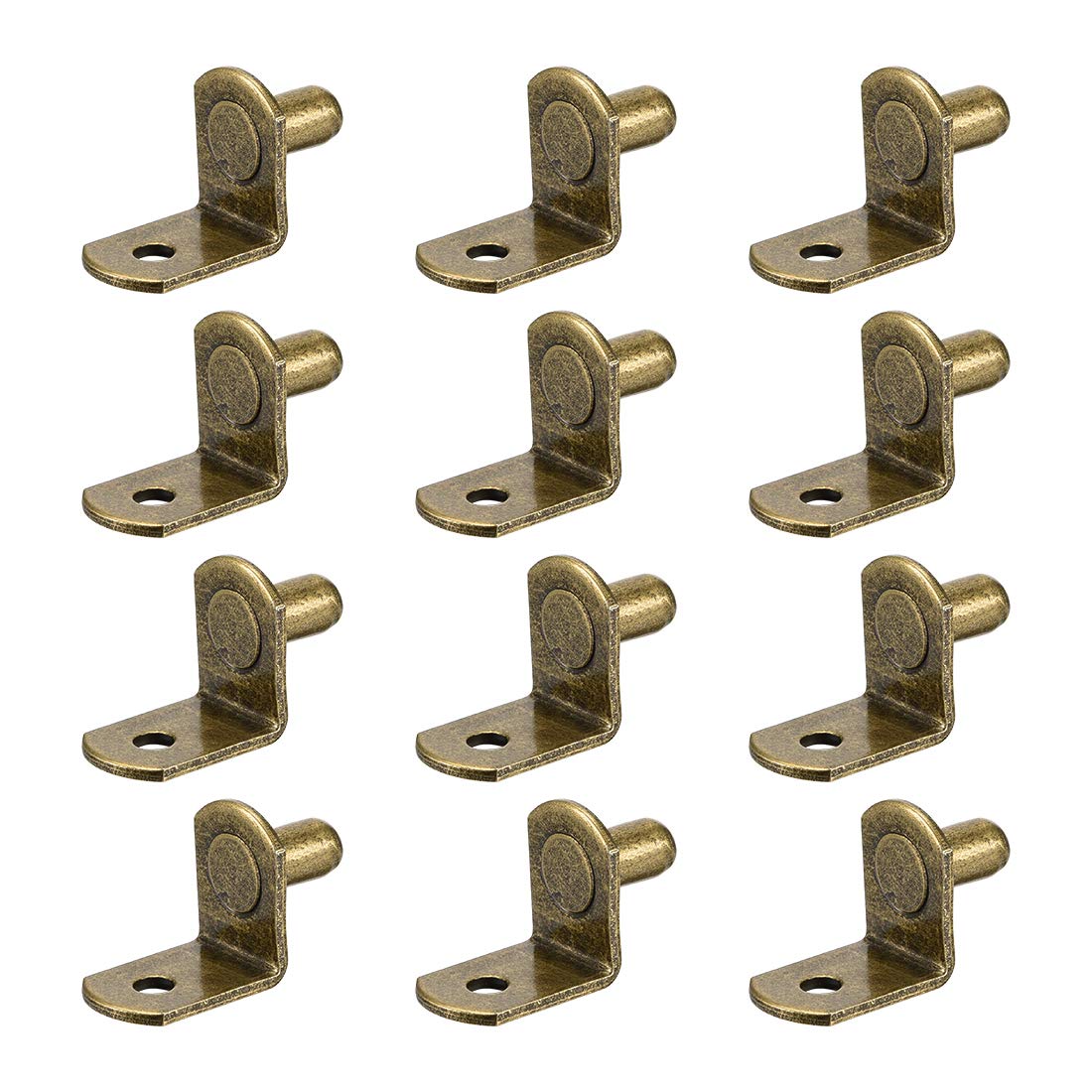 sourcing map Shelf Support Peg,6mm L-Shaped Support, Furniture Cabinet Closet Shelf,Bracket Pegs with Hole,for Kitchen Furniture Book Shelves Supplies,Bronze 20pcs