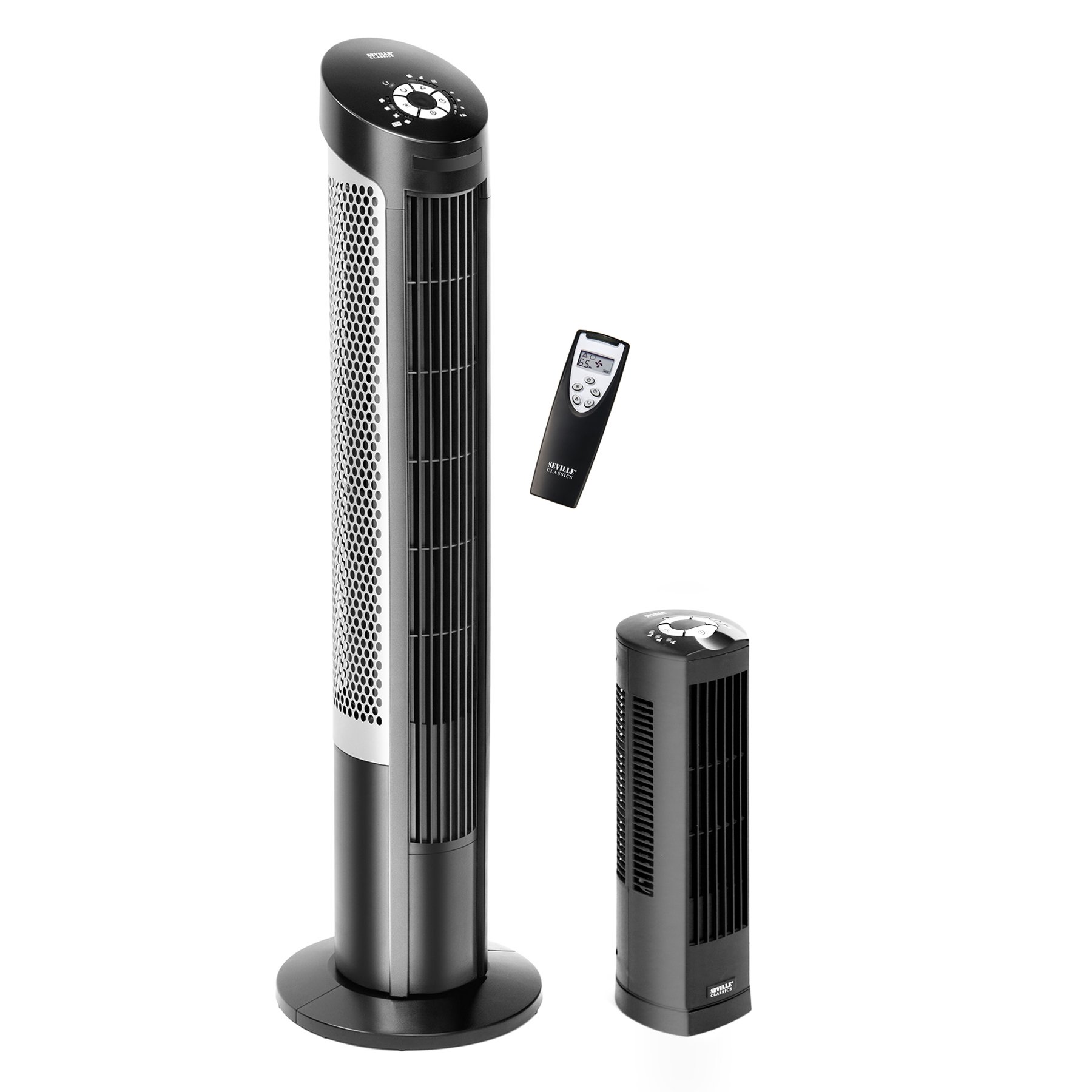 Seville Classics UltraSlimline Tower Fan Combo Pack, Black