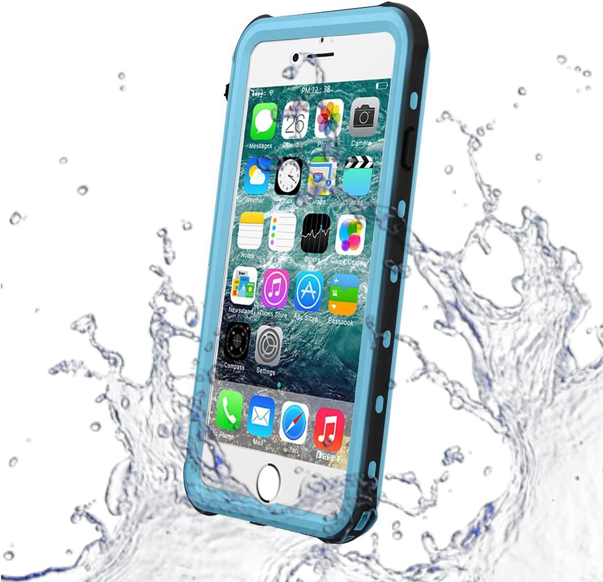 MPSTG iPhone 7 Waterproof Case, iPhone 8 case,Dust Proof, Snow Proof, Shock Proof Case with Touched Transparent Screen Protector, Heavy Duty Protective Carrying Cover Case for Apple iPhone 7/8-Blue