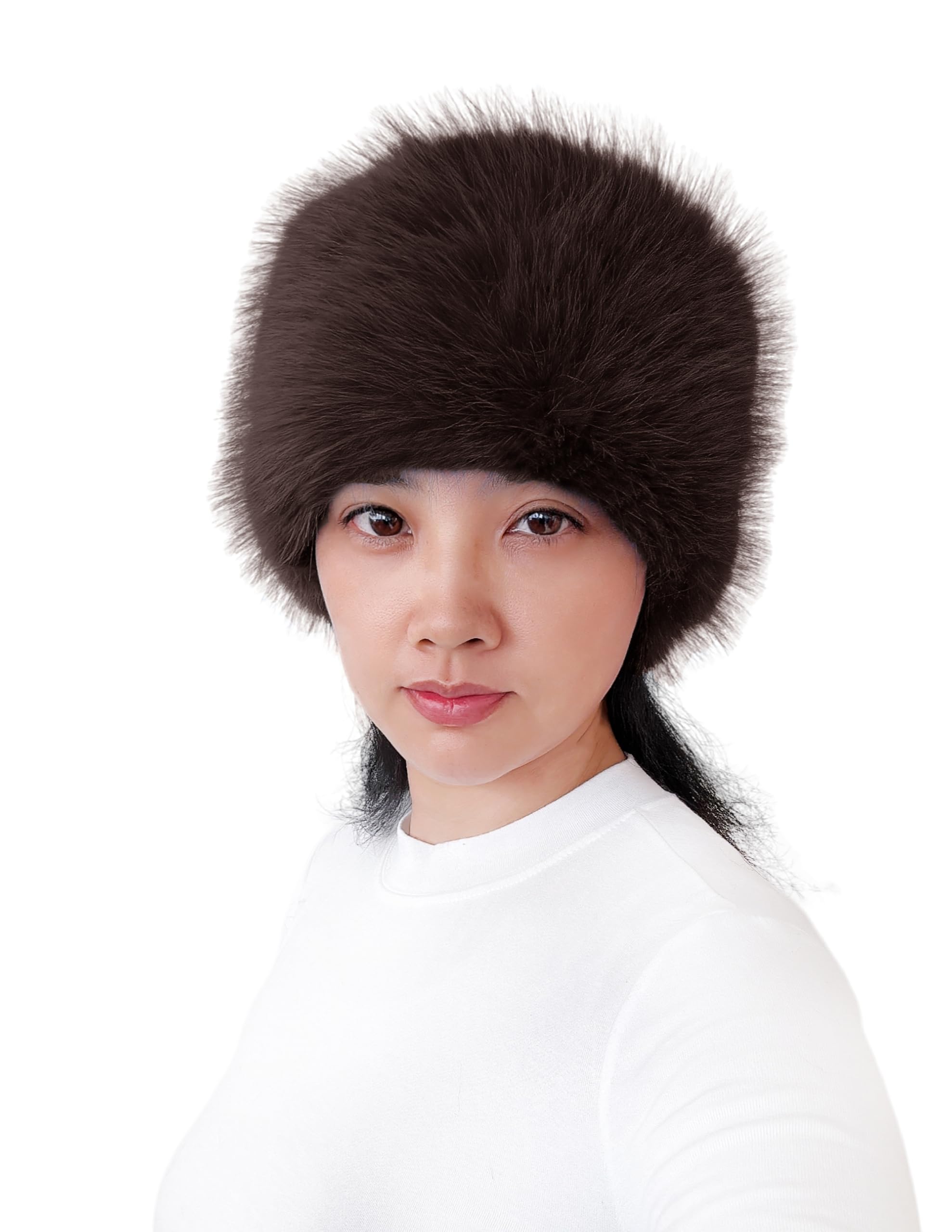 Lina & Lily Women's Winter Headband Head Ear Warmer Long Pile Faux Fur (Dark Brown) — image 1