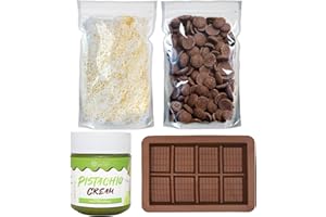 CERES GOURMET Dubai Chocolate Bar DIY Kit – Includes Mold, 12.3 oz Melting Wafers, 3.5 oz Kataifi, 7 oz Pistachio Spread – Gift Kit for Chocolate Lovers and Halloween, Make Your Own Gourmet Pistachio Chocolate at Home