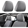 gunhunt Pack-2 Car Headrest Covers, Soft Dust-Proof Protector Covers, Seat Headrest Cover Replacement, Breathable Automobile Decoration Kit, Universal for Most Cars, Trucks, SUVs (Gray #Thick Model)