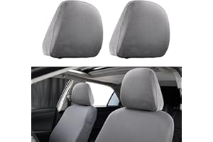 gunhunt Pack-2 Car Headrest Covers, Soft Dust-Proof Protector Covers, Seat Headrest Cover Replacement, Breathable Automobile Decoration Kit, Universal for Most Cars, Trucks, SUVs (Gray #Thick Model)