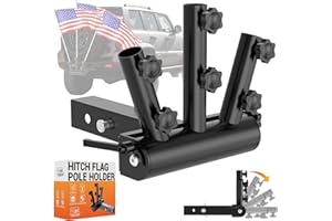 DZGKGM Hitch Flag Pole Holder, 90°Adjustable & Quick Detach, 3 Triple Truck Flag Pole Mount for Jeep, Truck, Trailer, RV, Camper- Fit Standard 2" Hitch Receiver, Heavy Duty, Powder-Coated Finish