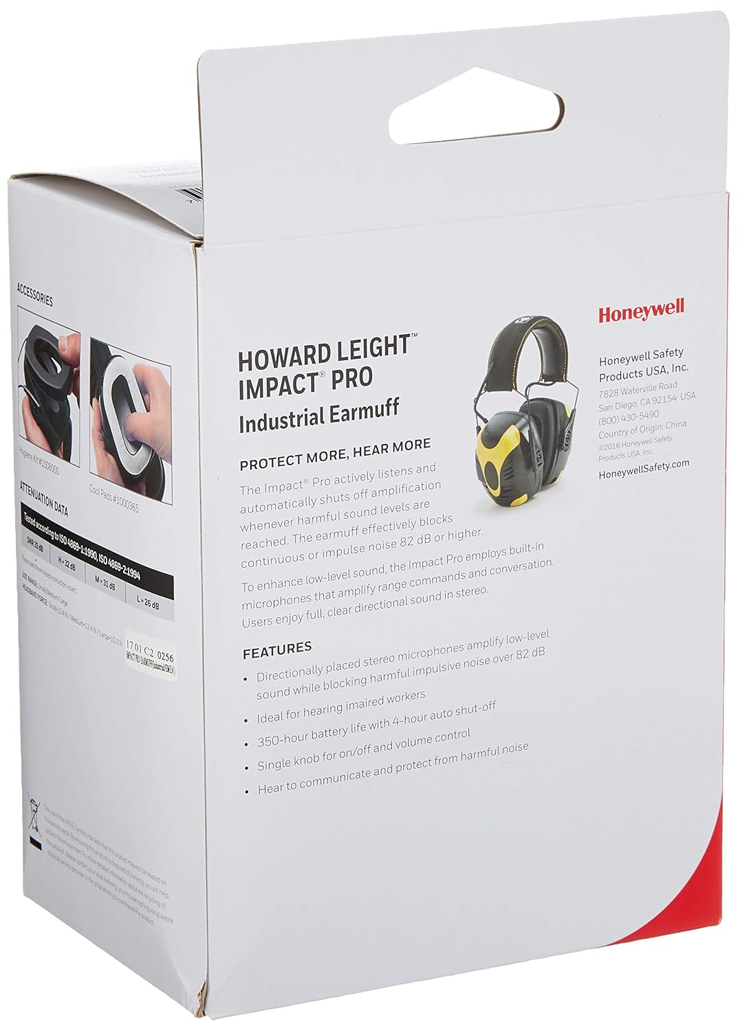 Honeywell 1034491 Howard Leight Impact Pro Industrial Ear Defender, SNR 33, Black/ Yellow - Image 5