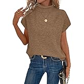 FOTKLAX Women's Cap Sleeve Turtleneck Knit Pullover Sweater Lightweight Cute Trendy Cozy Sweaters for Winter 2025