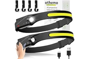 GENERIC Othemo230 LED Headlamp, 230° Wide Beam Head Lamp, Motion Sensor LED Headlamp Rechargeable, 5Mode Headlamps for Adults, Bright Head Lights for Forehead, Hard Hat Headlight, Camping Essentials Gear 2Pcs