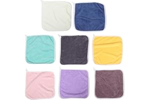 Totority Face Towels Soft Flannel 8Pcs Small Absorbent Hanging Loop Wash Cloths for Body Wiping and Kitchen