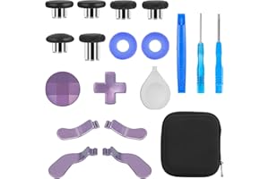 Wadeo Metal Thumbsticks Replacement for Xbox One Elite Series 2, 14 in 1 Purple Paddles Accessories for Elite Series 2 Contro