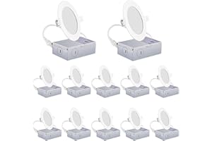 SHH Aurora 4Inch LED Recessed Slim Pot Light with Junction Box, Dimmable LED Recessed Ceiling Light 9W 750LM (Cool White/5000