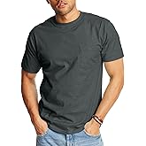 Hanes Mens Beefy-t Pocket, Heavyweight Cotton Pocket Tee for Men, Full-Cut T-Shirt, 1 Or 2 Pack