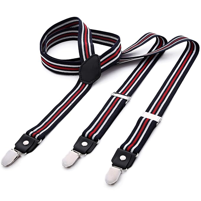 DonDon Herren Hosenträger schmal 2,5 cm – 3 Clips in Y-Form – elastisch und längenverstellbar in verschiedenen Designs