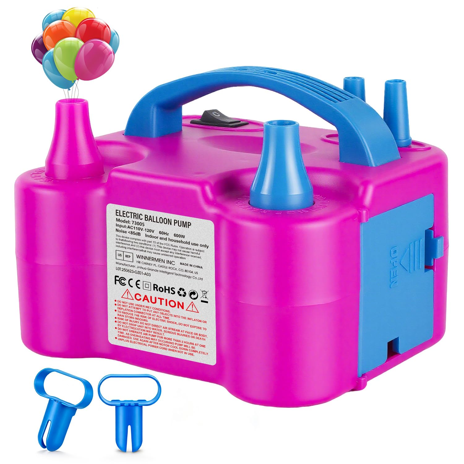 Motorenbau Electric Balloon Pump with Dual Nozzle & 2 Tying Tools | 110V 600W Portable Balloon Inflator for Party Decoration