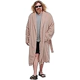 The Big Lebowski Adult The Dude Costume Mens, Tan Full Length Bathrobe Halloween Outfit with Pockets