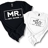 Personalized Mr. and Mrs. Wedding Announcement Tshirts, Engagement Photoshoot Outfit, Wedding Shirts, Mr. and Mrs. Shirts, Matching Honeymoon Shirts