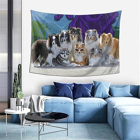 Amazon Co Jp 人気 子犬 2 壁掛け おしゃれ飾り 北欧ins風背景布 タペストリー 壁紙 改造する タペストリー インテリア リビング かっこいい ベッドルーム 枕元 ホーム キッチン