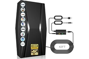 GOXIS 1100+ Miles TV Antenna Indoor,Digital TV Antenna for Smart TV with Strongest Amplifier Signal Booster- High Gain HD TV Antenna for Local Channels -42ft Coax HDTV Cable-Support 8K 4K1080p