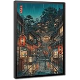 Japanese Wall Art Street Tea House Print Poster Canvas Prints Anime Poster Asian Wall Art for Bedroom Bathroom Decor Whimsica