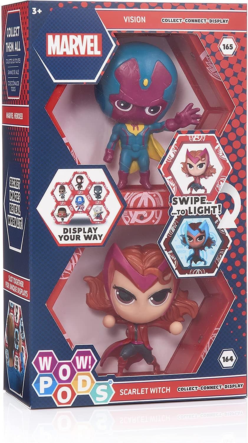 WOW! PODS Avengers Collection - Vision and Scarlet Witch, Superhero Light-Up Bobble-Head Figures, Official Marvel Collectable Toys and Gifts, Avengers Collection - Twin Pack