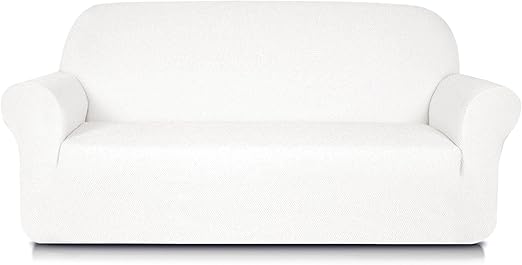 Amazon Com Subrtex 1 Piece Spandex Stretch Sofa Slipcovers Loveseat 1pc Jacquard Off White Home Kitchen