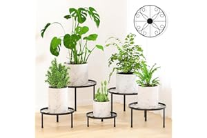 RANRTI 5-Pack Decent Metal Plant Stand Indoor, Assembly Free Plant Stands for Multiple Plants Outdoor, Anti-Rust Flower Display Stand, Corner Plant Shelf for Home Patio Gardening Decor (Black)