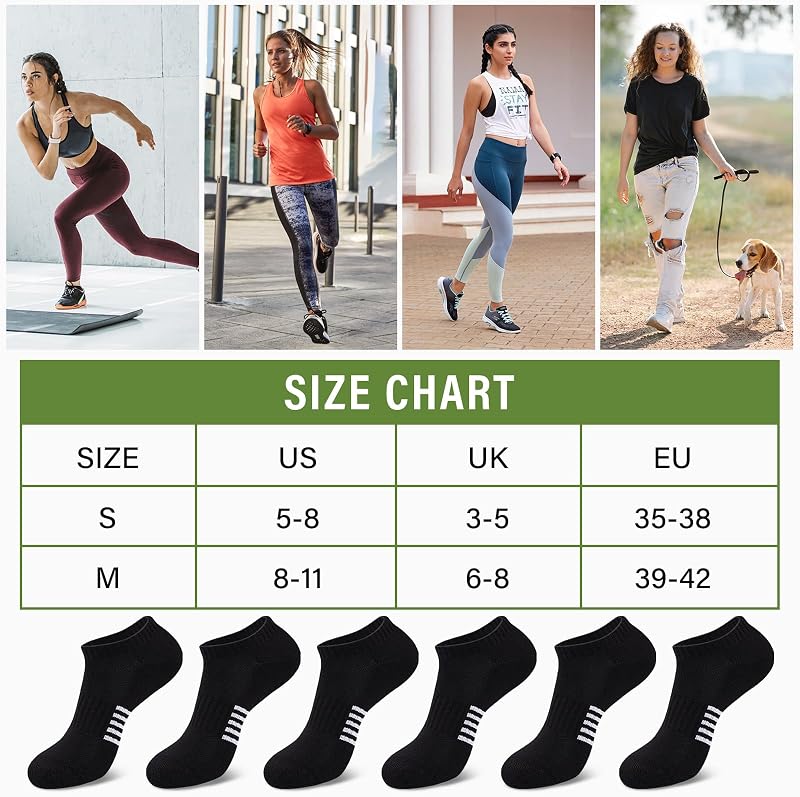 Calcetines Bambu Mujer 6/12 Pares, Calcetines Deportivos para Running Transpirables, Acolchado, Colorido y Antisudor, Regalos para Mujer de Verano