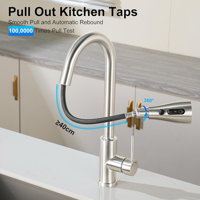 Rubinetto Lavello Cucina Estraibile Acciaio Inox Nichel
