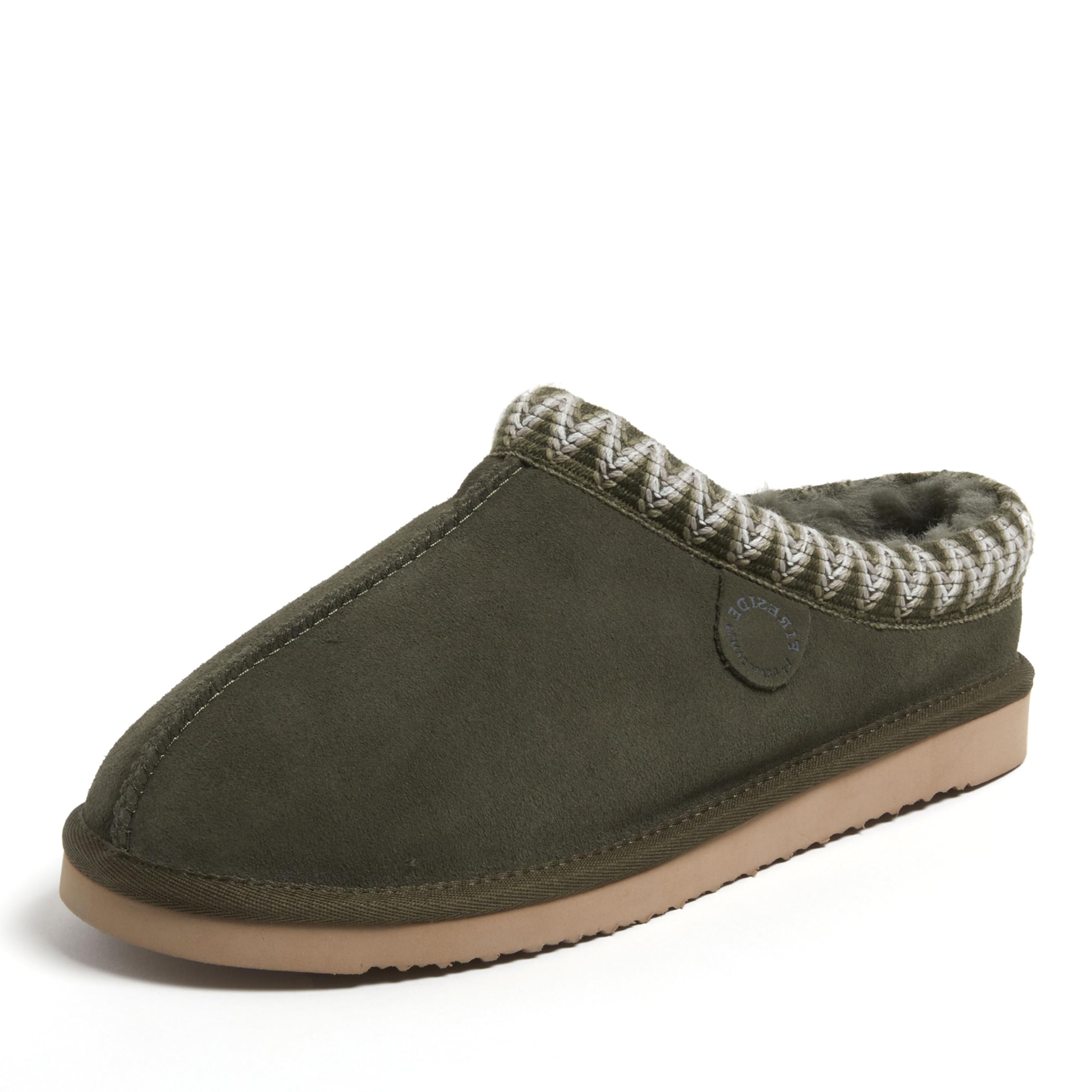 Dearfoams Men's Grafton Genuine Shearling Clog with Taping, Loden, 11 Image