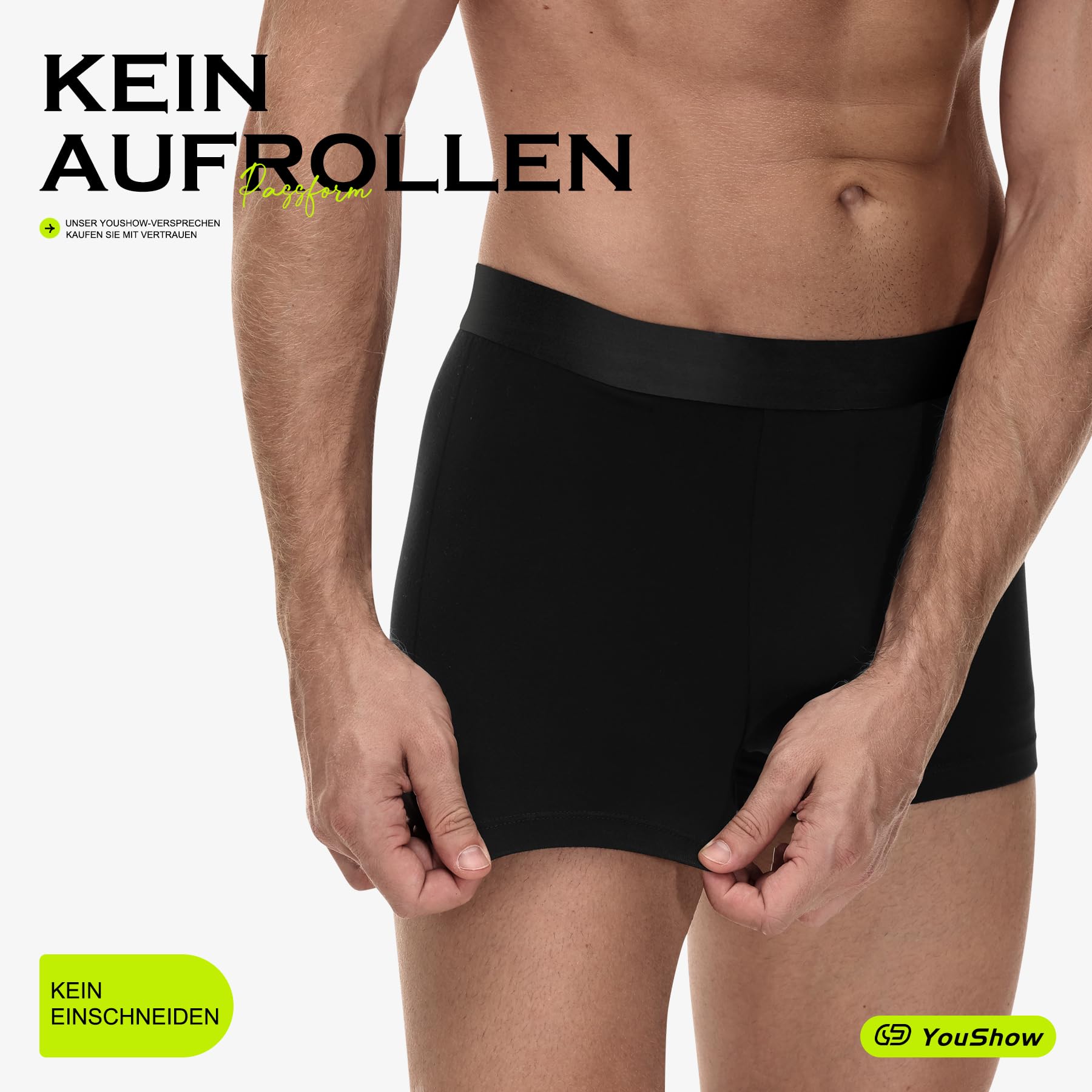 YouShow Boxershorts Herren Schwarz 6 Pack Baumwolle Unterhosen Männer Ohne Kratzenden Zettel Retroshorts Unterwäsche Boxer L 3