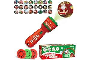 BOFAEKSKU Christmas Projector, Children's Flashlight Projector, Christmas Children's Gifts, 24 Christmas Pattern Slide Projector, Torch Education, Learning Santa Claus, elk, flashlights for Kids (red)