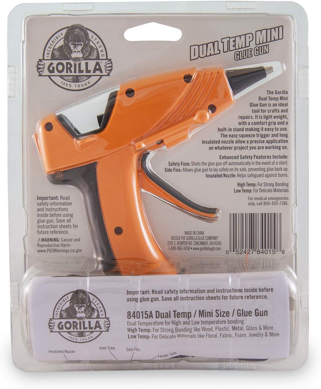 Gorilla Dual Temp Mini Hot Glue Gun Kit with 30 Hot Glue Sticks, (Pack of 1): Home Improvement