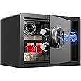 Grimtron Smart Biometric Safe - (0.80 cu. ft.) Fingerprint Lock Box with Silent Mode, Backlit Keypad and LED Light, Small Caja Fuerte with Anti-Rust and Anti-Theft